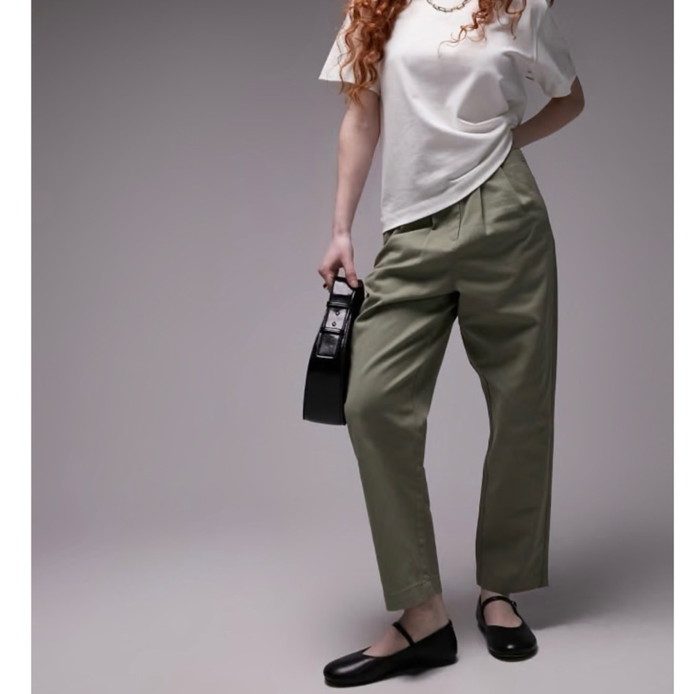 Topshop high rise peg pants in khaki